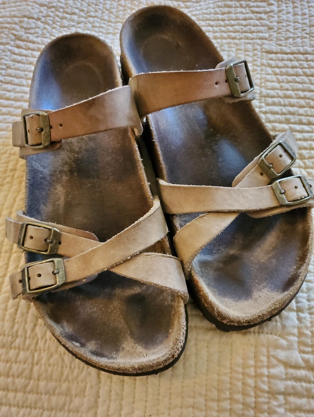 Birkenstock Taupe Double-Strap Buckle Sandals